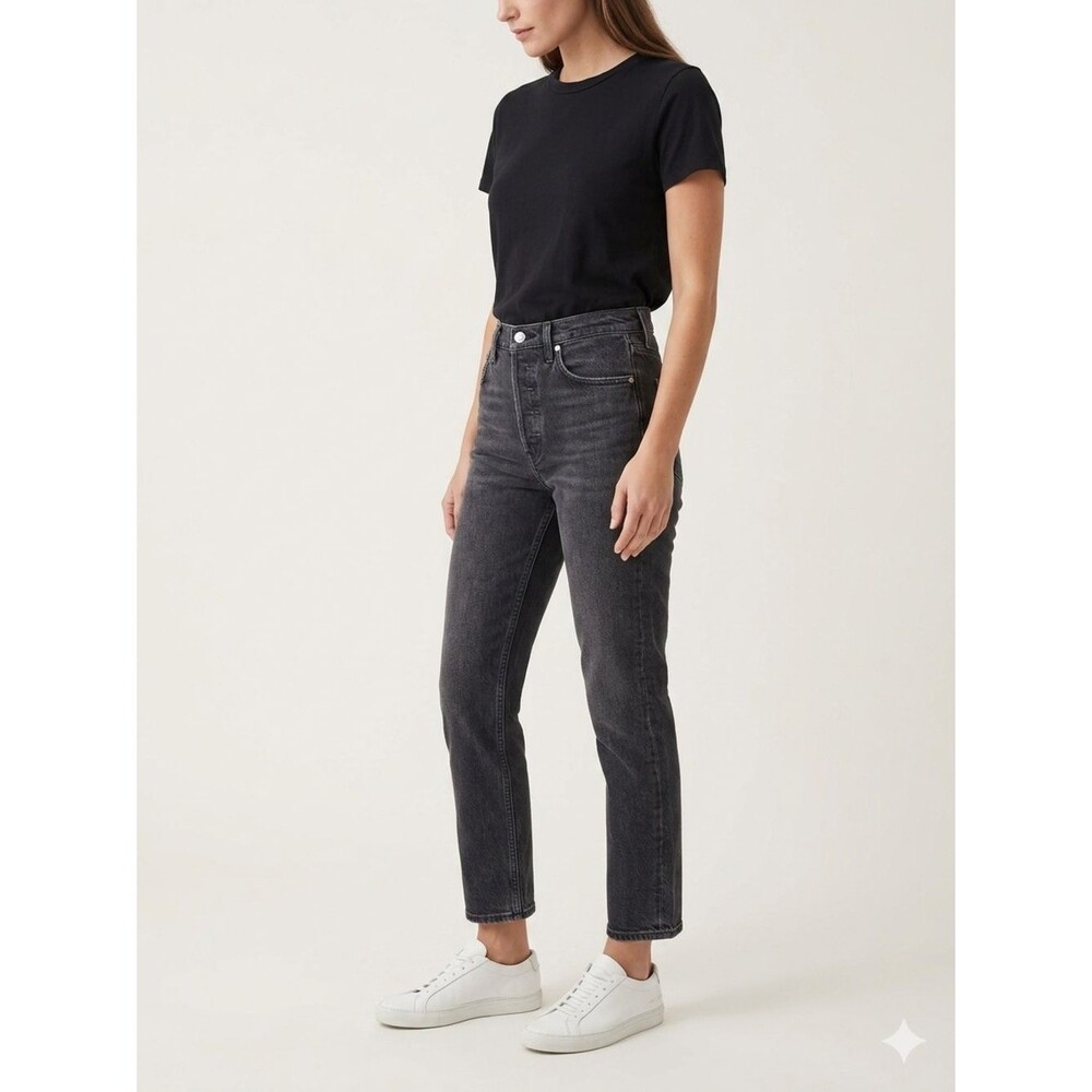 AGOLDE Riley High Rise Straight Jeans 28 Faded Black Grey